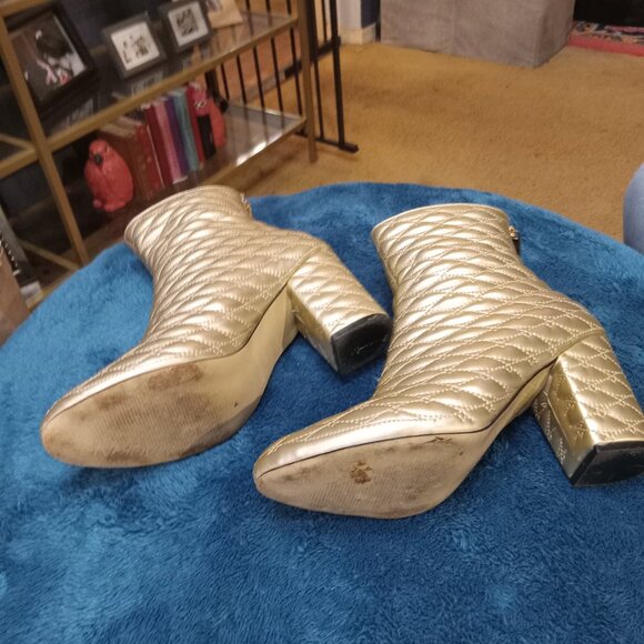 EUC Mackin J Gold Quilted Ankle Boots - Picture 2 of 5